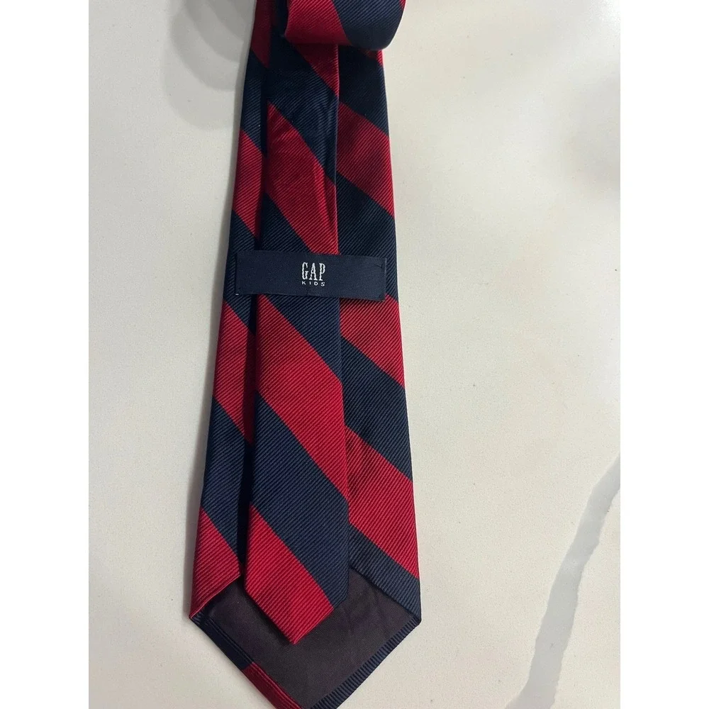 Gap Kids Boys Red Navy Blue Diagonal Striped Necktie Classic Preppy School Tie